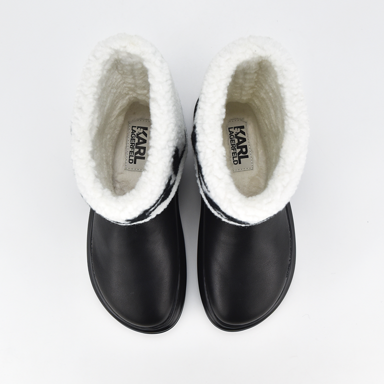 Karl Lagerfeld women furry boots in black leather 2054DG44550N