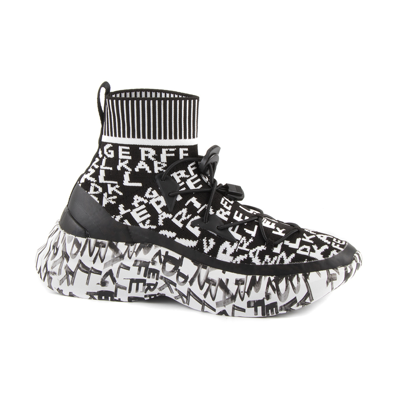 Karl Lagerfeld women's high top black and white boots 2050DG61856A