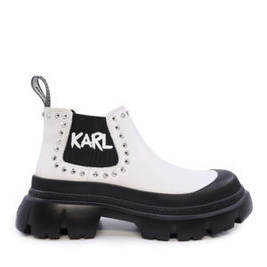 Chelsea boots for women by Karl Lagerfeld, model Trekka Max, white color, made from leather, product code 2056DG43531A