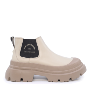 Chelsea boots for women by Karl Lagerfeld, model Trekka Max, beige color, made from leather, product code 2056DG43530BE
