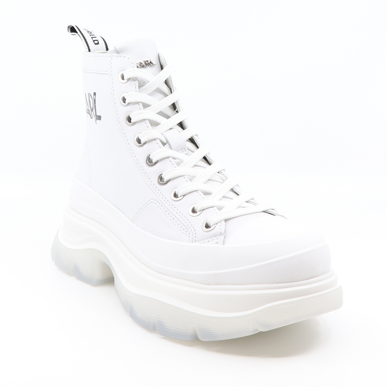 Karl Lagerfeld women high top sneakers in white leather 2052DG42950A