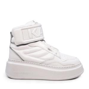 Sneakers high top for women by Karl Lagerfeld, white, made of genuine leather 2056DG63555A