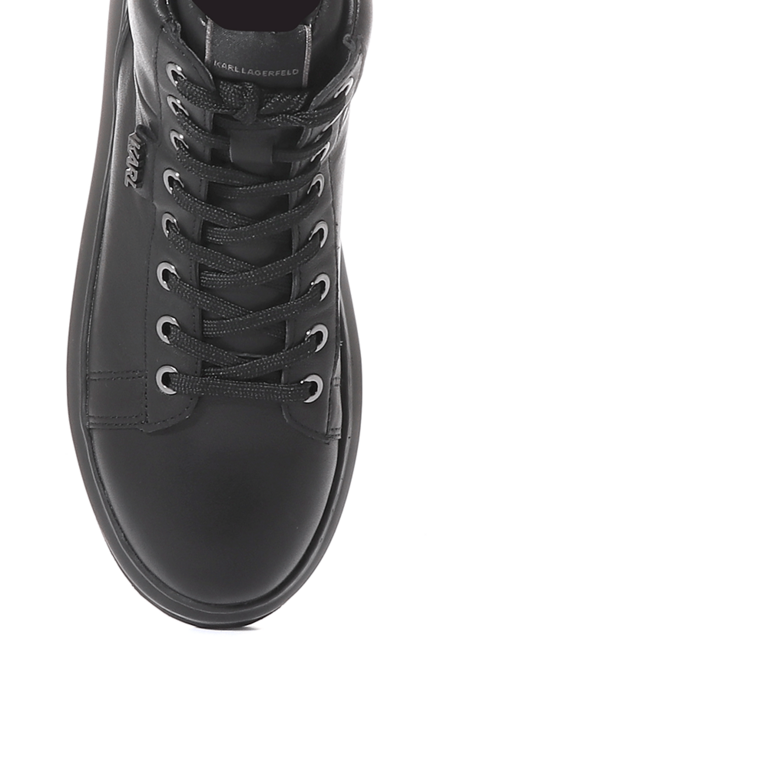 Karl Lagerfeld women high top sneakers in black leather 2052DG62545N