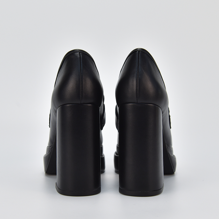 Karl Lagerfeld women high heel pumps in black leather 2054DP30134N