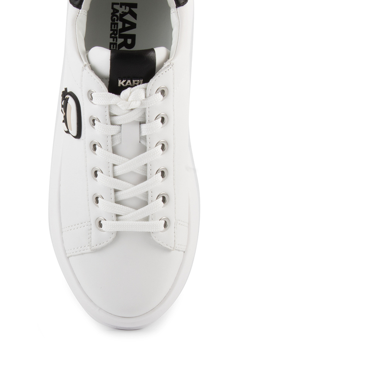 Karl Lagerfeld  women sneakers in white leather, side graphic rubber patch, studs on counter heel 2051DP62529A