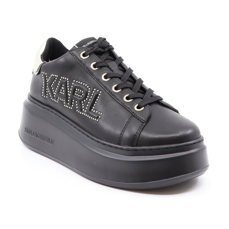 Karl Lagerfels women sneakers in black leather 2052DP63521N