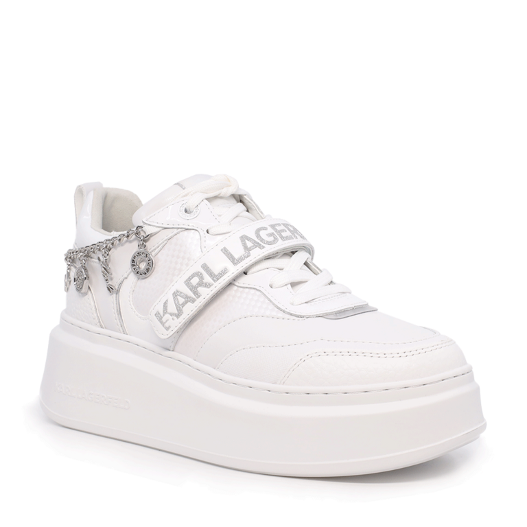 Sneakers femei Karl Lagerfeld Anakapri albi din piele cu lant decorativ 2056DP63540A