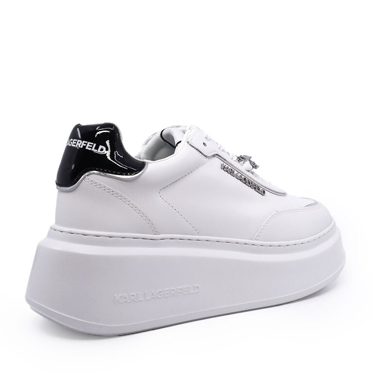 Sneakers femei Karl Lagerfeld Anakapri Brooch  albi din piele 2057DP63519A