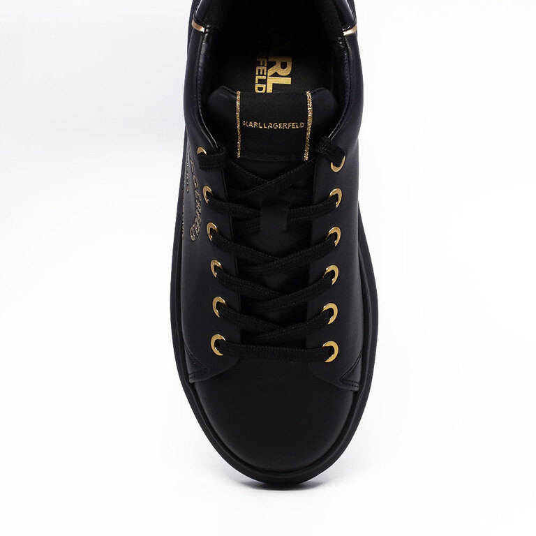 Women's Karl Lagerfeld Kapri Metal Maison black leather sneakers 2057DP62539N
