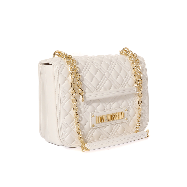 Love Moschino white crossbody bag in faux matelasse leather 2321POSS40001A