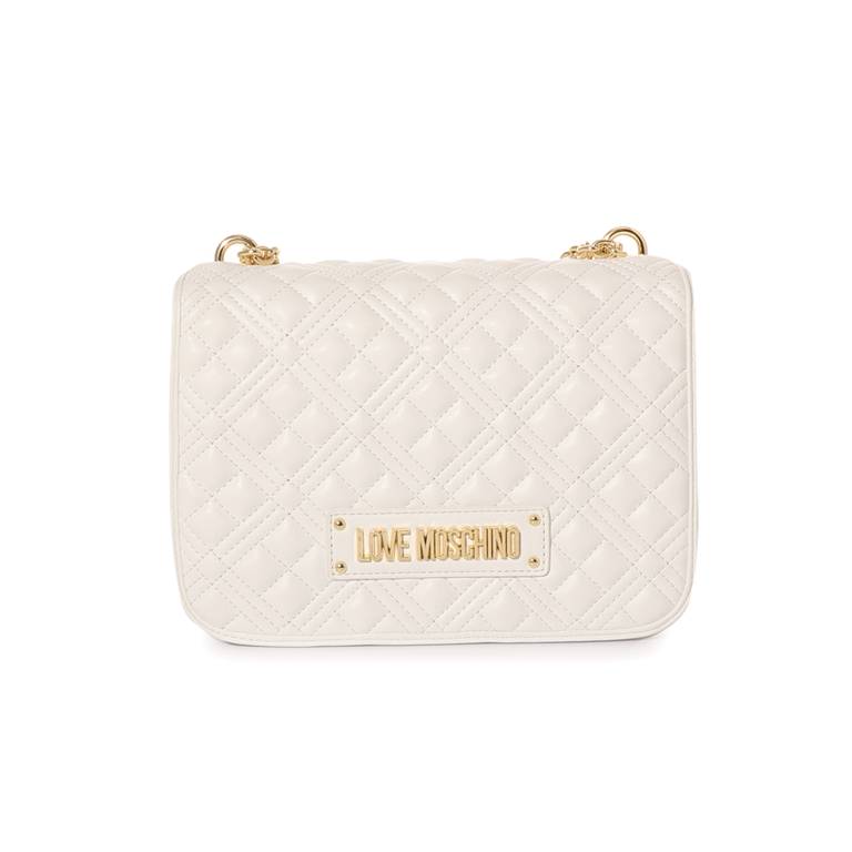 Love Moschino white crossbody bag in faux matelasse leather 2321POSS40001A