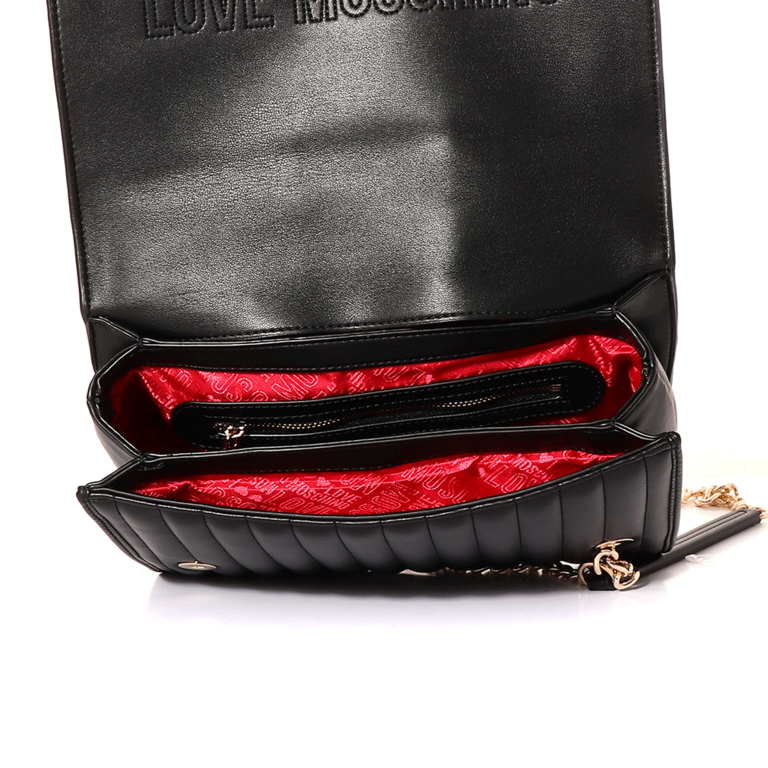 Love Moschino black crossbody bag in faux matelasse leather 2321POSS40641N