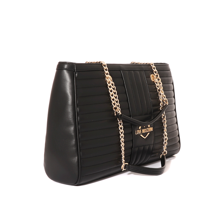 Love Moschino black crossbody bag in faux matelasse leather 2321POSS40701N
