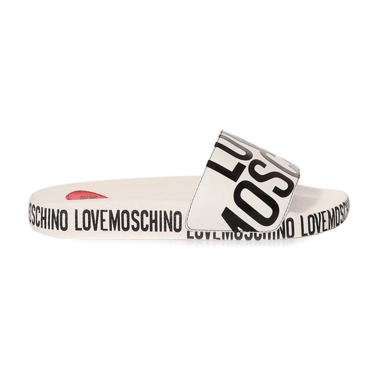 Love Moschino Women's white logo print slides 2321DSL28032A
