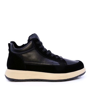 Sneakers high top bărbați Luca di Gioia negri din piele 3912BG318N