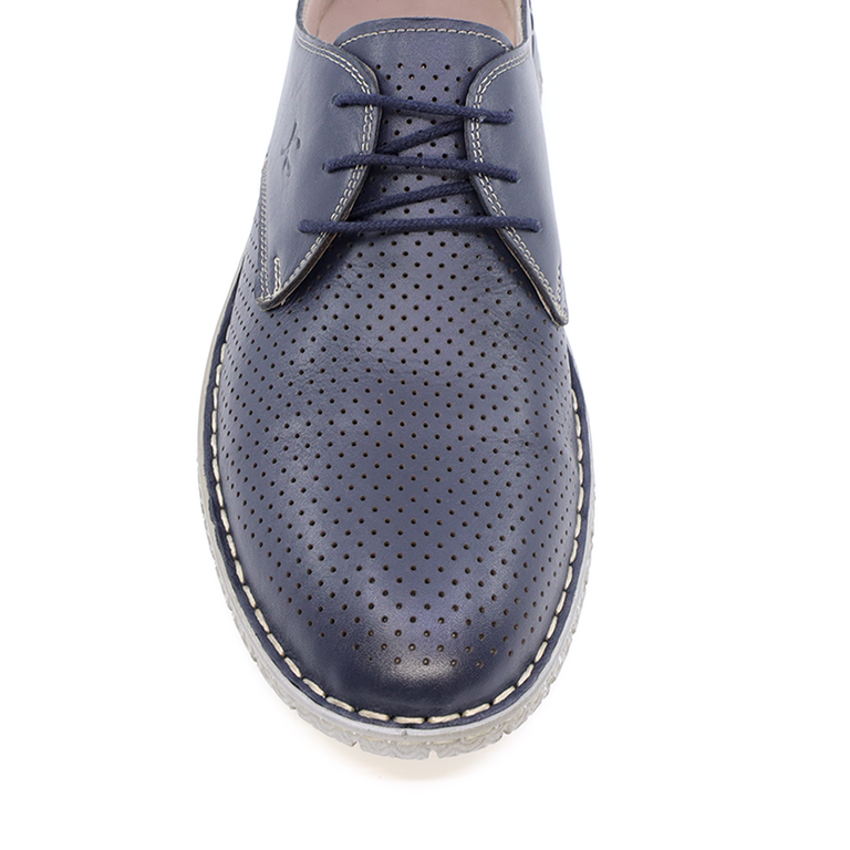 Luca di Gioia men shoes in navy genuine perforated leather 2095BP22402BL
