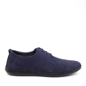Luca di Gioia men shoes in navy nubuck perforated leather 2095BP22400BL