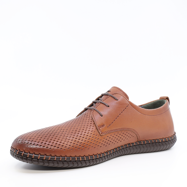 Luca di Gioia men shoes in brown nubuck perforated leather 2095BP22400CO