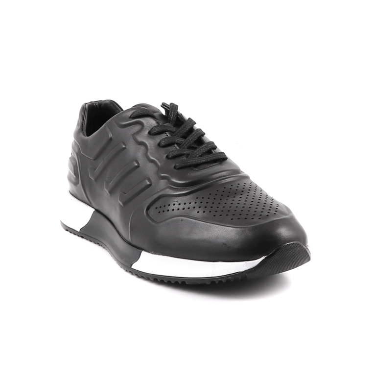 Luca di Gioia Men's black leather lace up sneakers 2091BP10154N