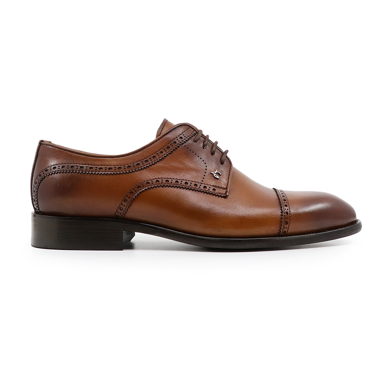 Luca di Gioia men derby shoes in brandy brown leather 3683BP1149CO