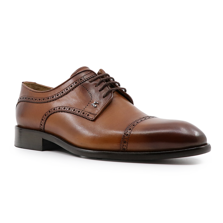 Pantofi derby bărbați Luca di Gioia maro cognac din piele  3683BP1149CO