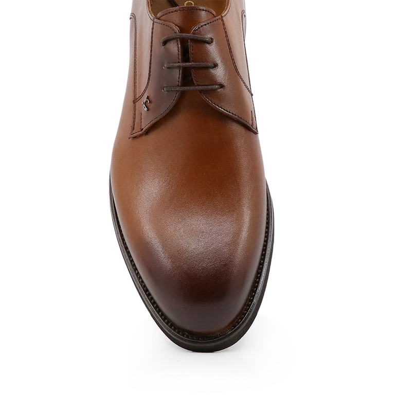 Pantofi derby bărbați Luca di Gioia maro cognac din piele  3683BP2487CO
