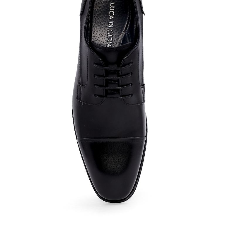 Luca di Gioia Men's Black Leather Derby Shoes 1797BP0052N