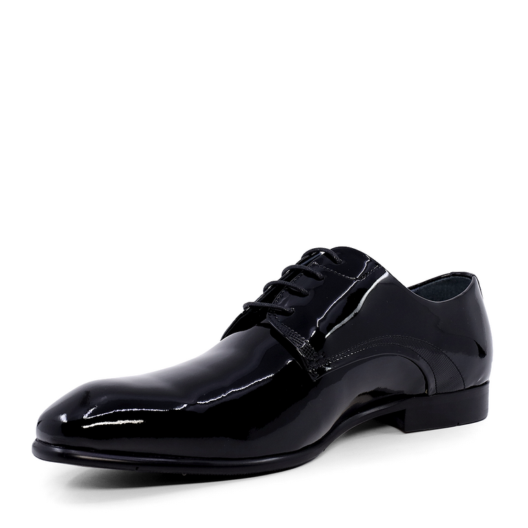 Luca di Gioia Men's Black Patent Leather Derby Shoes 1797BP2026LN