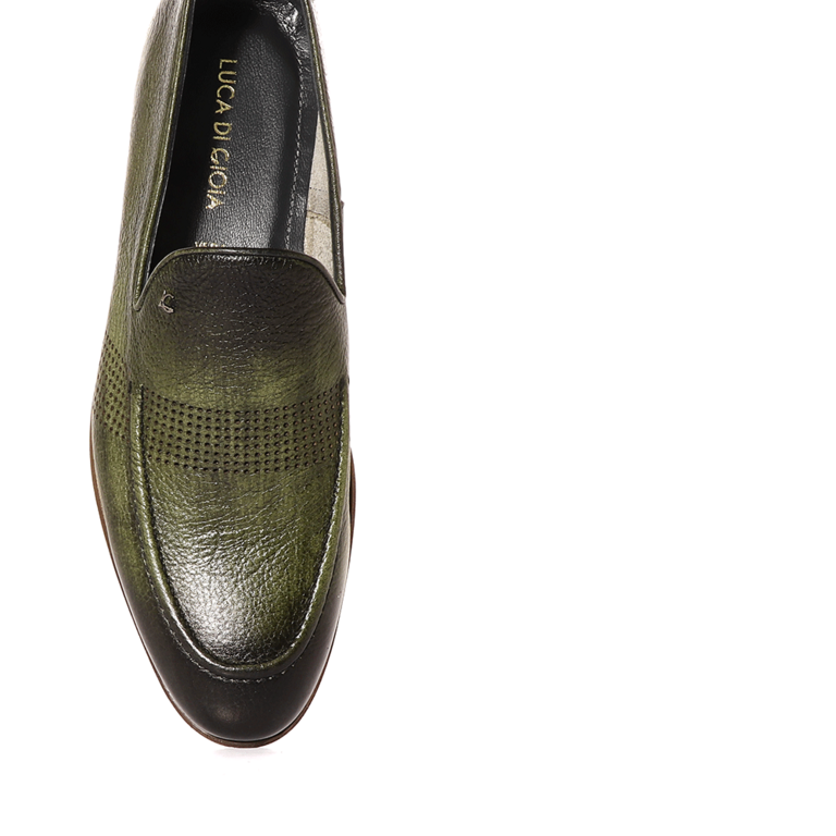 Luca di Gioia men loafter shoes in green leather 3681BP2540V