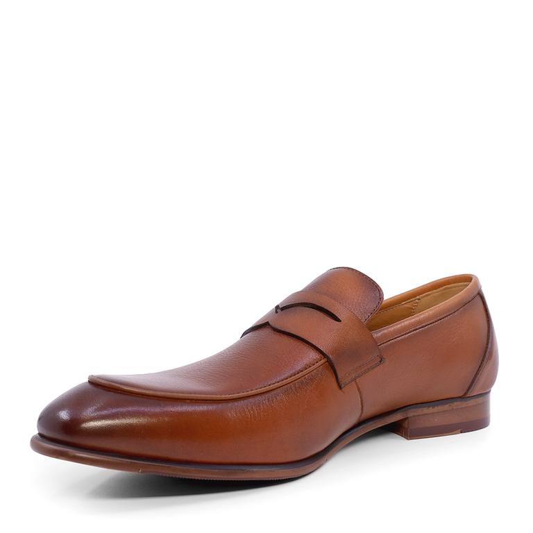 Pantofi tip loafer bărbați Luca di Gioia cognac din piele 1797BP2025CO