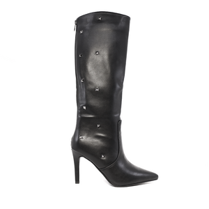 Cizme cu toc înalt și elemente decorative femei Luca di Gioia negre din piele 1260DC8211N