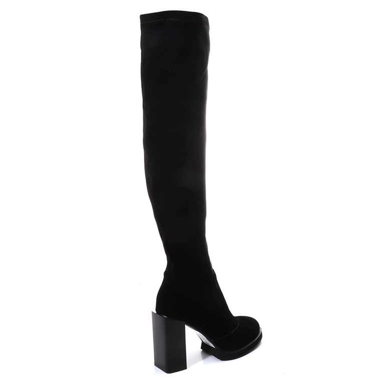 Luca di Gioia women high heel  boots in black suede leather  & stretch fabric 1152DC9201VN