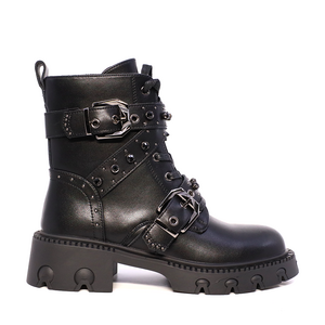 Ghete biker femei Luca di Gioia negre din piele 1290DG3620N