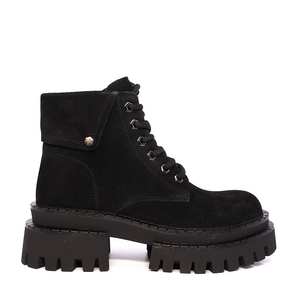 Ghete chunky femei Luca di Gioia negre din piele întoarsă 1290DG3320VN