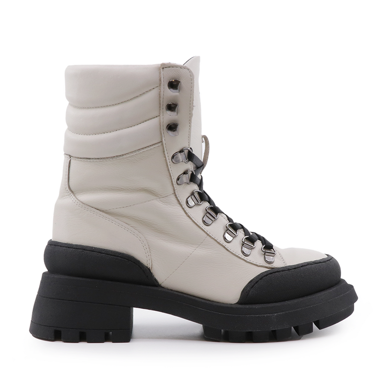 Luca di Gioia combat women boots in white leather 2504DG8559A