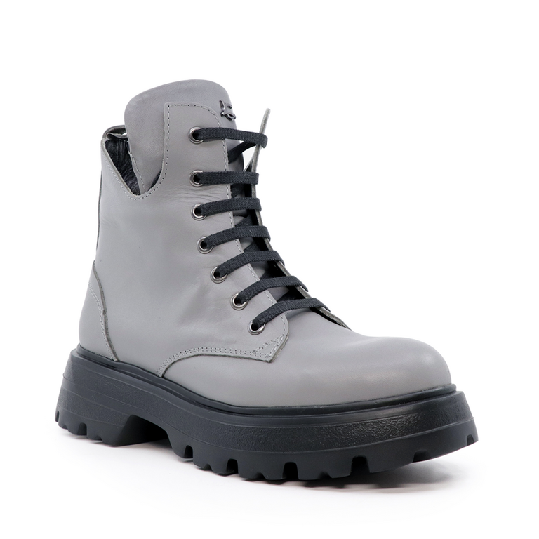 Luca di Gioia combat women boots in gray leather 2504DG8544GR