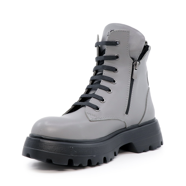 Luca di Gioia combat women boots in gray leather 2504DG8544GR