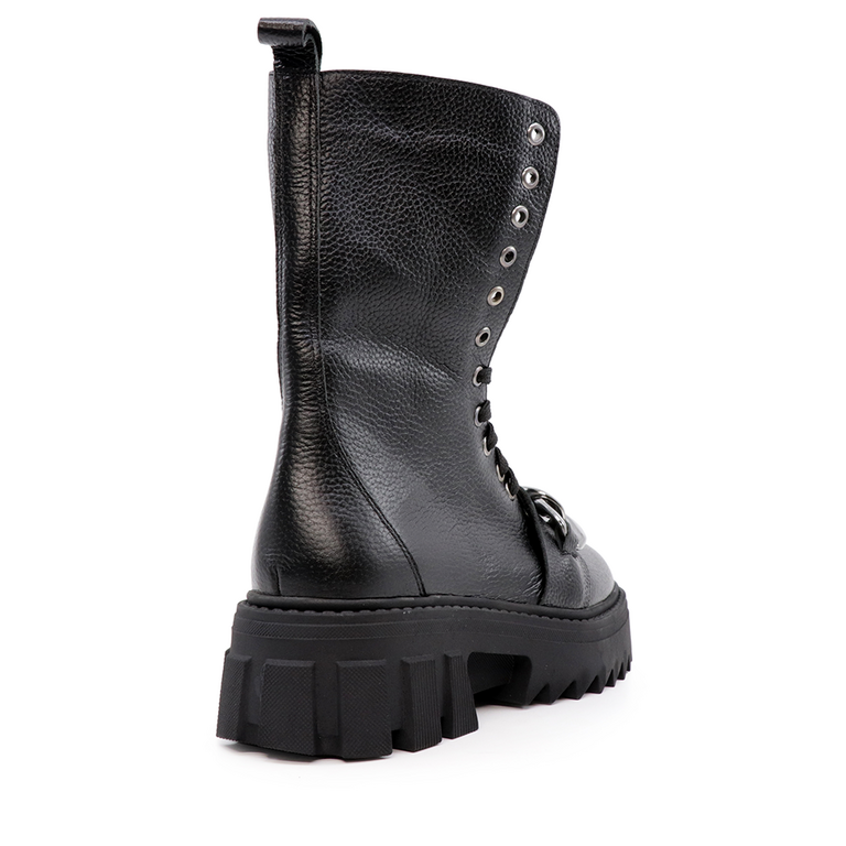 Luca di Gioia combat women boots in black leather 2504DG8556N