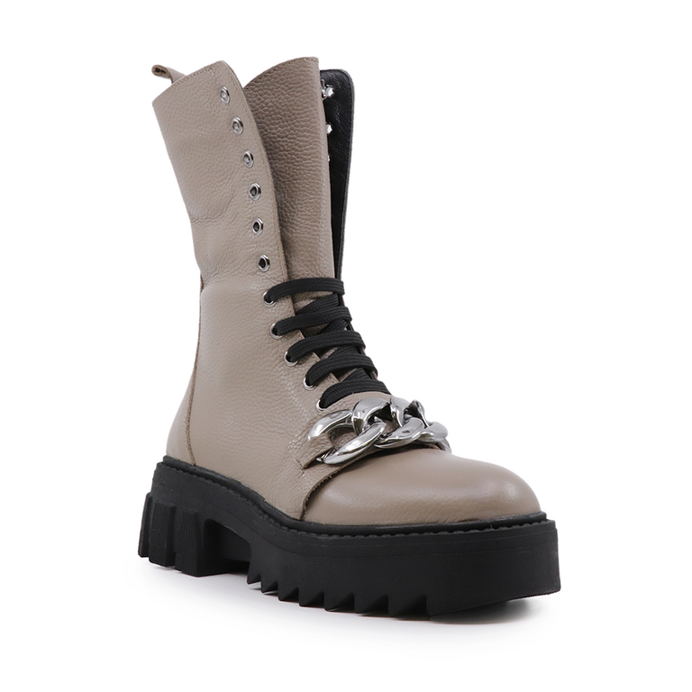 Luca di Gioia combat women boots in taupe leather 2504DG8556TA