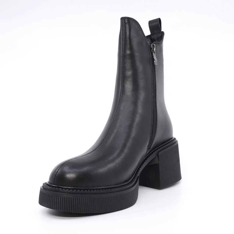 Women's boots, Luca di Gioia brand, black color, made of genuine leather, with medium heel, model 1266DG8100N.