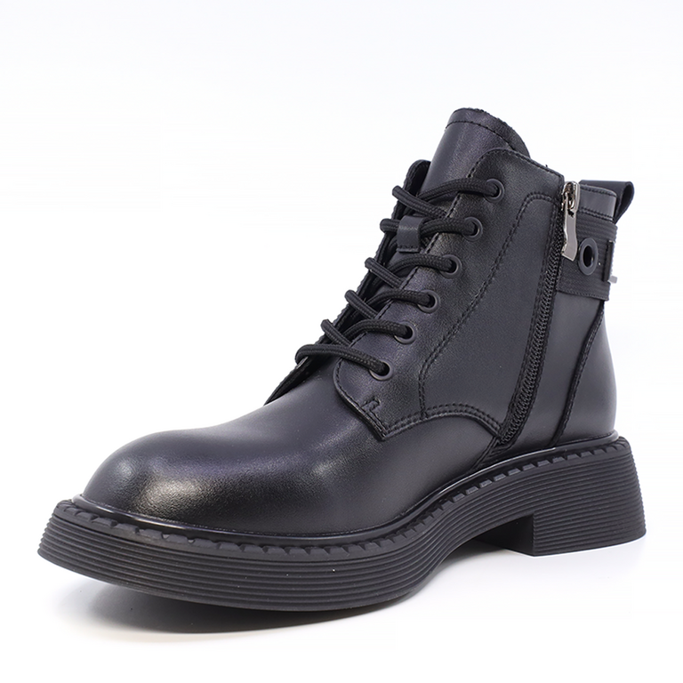 Women's lace-up boots, Luca di Gioia brand, black color, made of genuine leather, model 1266DG3520N.