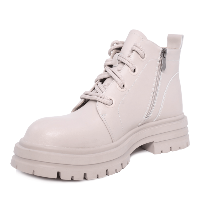Women's lace-up boots, Luca di Gioia brand, taupe color, made of genuine leather, model 1266DG8010TA.
