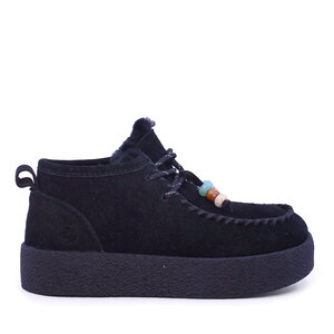 Ghete tip mocasin femei Benvenuti negre din piele întoarsă 1272DG2559VN