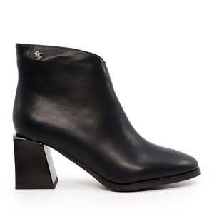 Luca di Gioia mid heel boots in black leather 3844DG005N