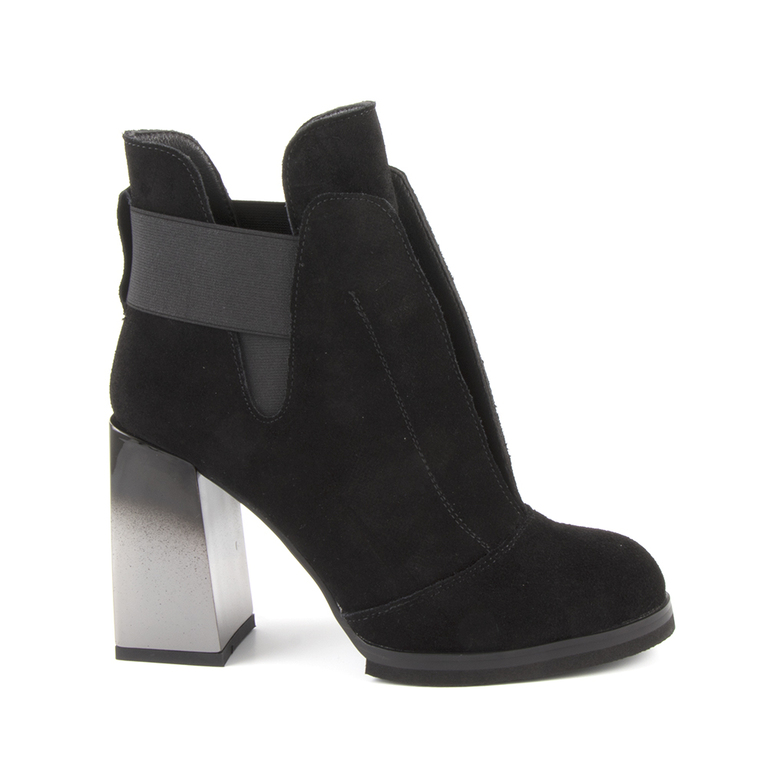 Luca di Gioia Women's Ankle Boots with gradient heel in black suede leather 1150DG2139VN