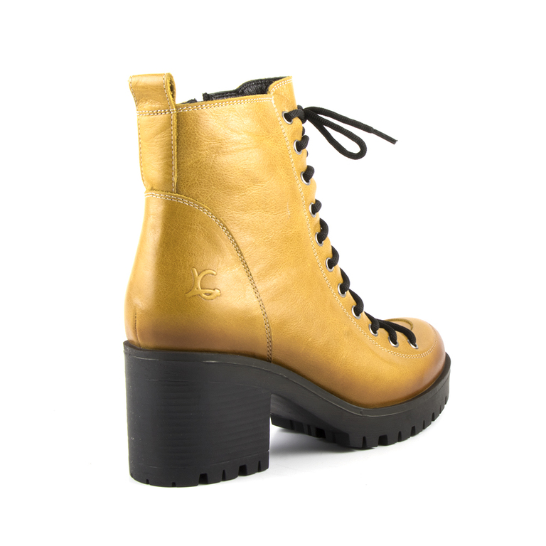 Luca di Gioia women's lace up boots in yellow leather 1810DG9440G
