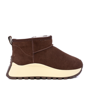 Ghete slip on  îmblănite Luca di Gioia   maro din piele întoarsă      3840DG130VM