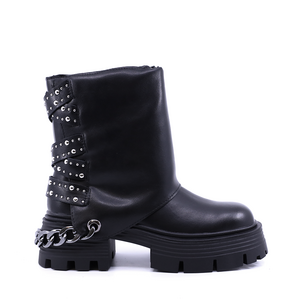 Ghete tip biker femei Luca di Gioia negre din piele naturală 1570DG1001N