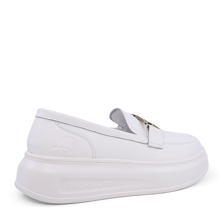 Pantofi tip loafers femei Luca di Gioia albi din piele 3847DM106A