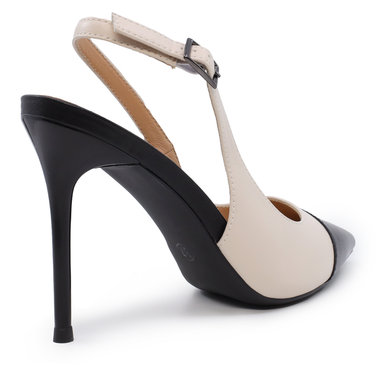 Pantofi femei Luca di Gioia bej cu negru din piele cu toc 3845DD102NBE